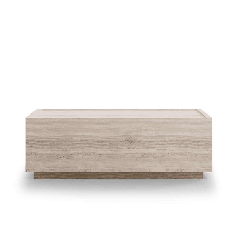 Otto Rectangular Fiberglass Coffee Table With Travertine Marble Finish image
