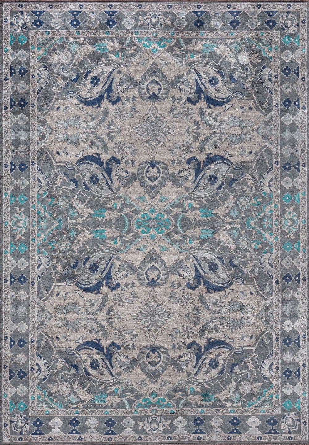 Fortress Blue - Navy Blue - Bone - Light Cream - Turquoise - Ice Blue Rug image